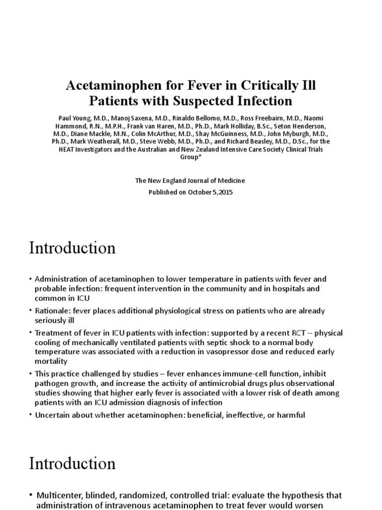 Acetaminophen For Fever in Critically Ill Patients With PDF