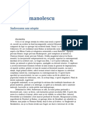 Manolescu - Sadoveanu Sau Utopia Cartii PDF