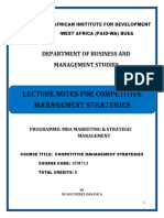 Lecture Notes For Competitive Management Strategies: Department of Business and Management Studies