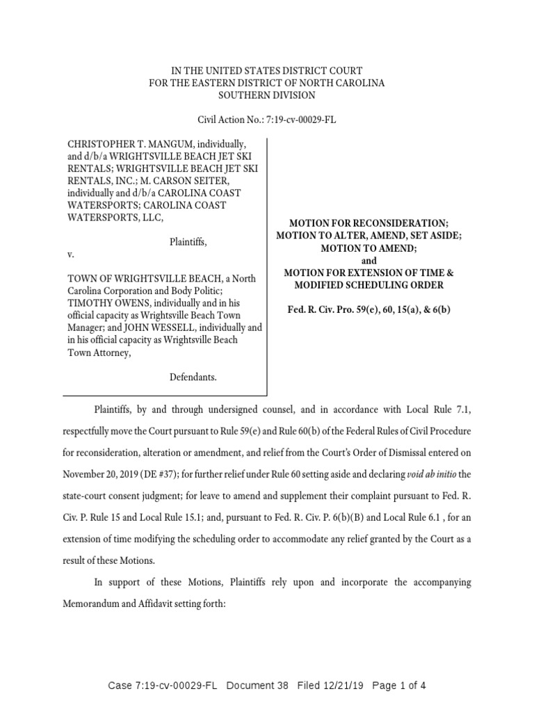 Motion For Reconsideration 12.21.19 PDF Res Judicata Prejudice (Legal Term)