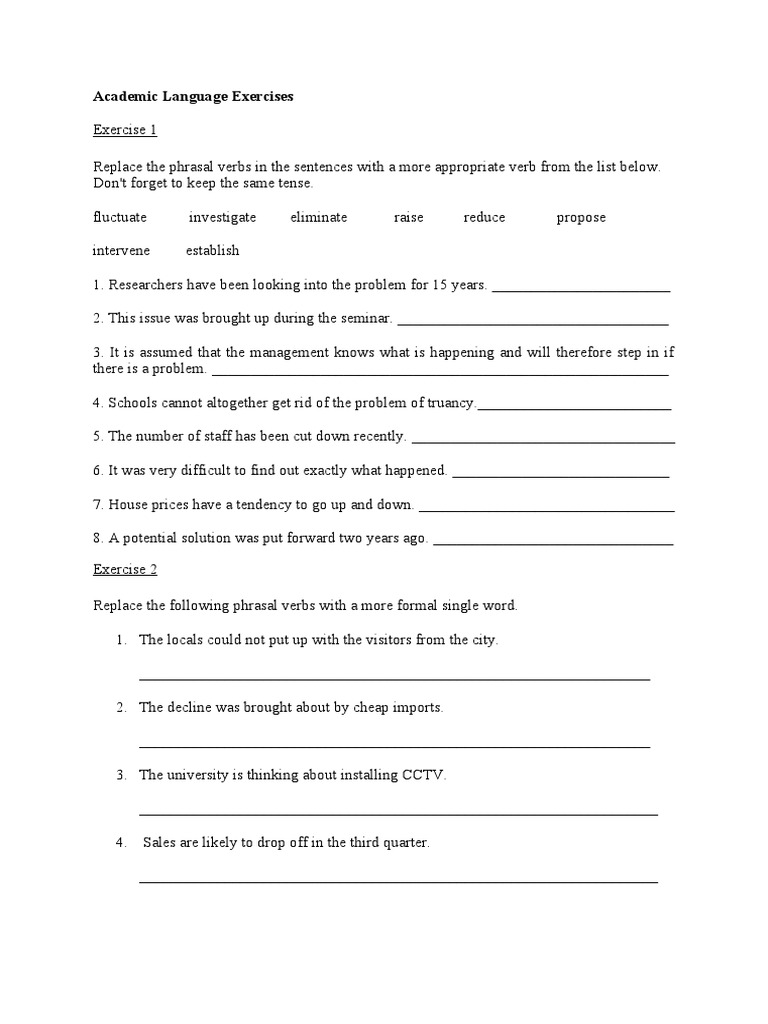 Academic English Exercises Guide | PDF | Phrase | Cognitive Science