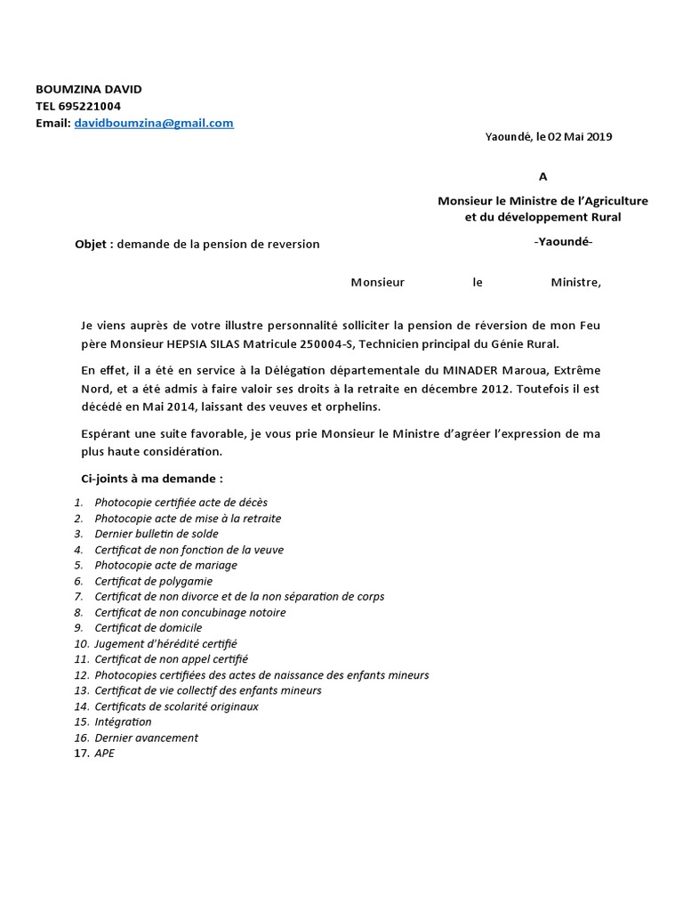 Demande de pension de réversion | PDF