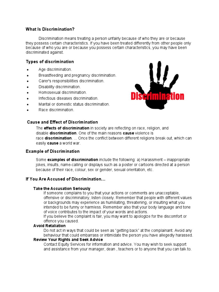 Understanding Discrimination Types and Effects | PDF | Wellness | Lifestyle