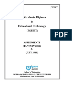 Post Graduate Diploma in Educational Technology (Pgdet) : Assignments (JANUARY 2019) & (JULY 2019)