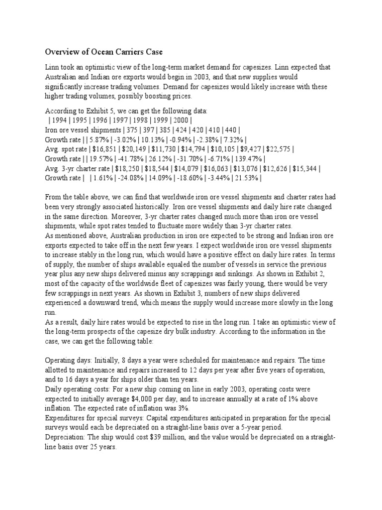 Ocean Carriers Case Study Analysis | PDF | Depreciation | Net Present Value