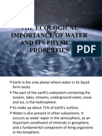 The Ecological Importance of Water and Its Physical