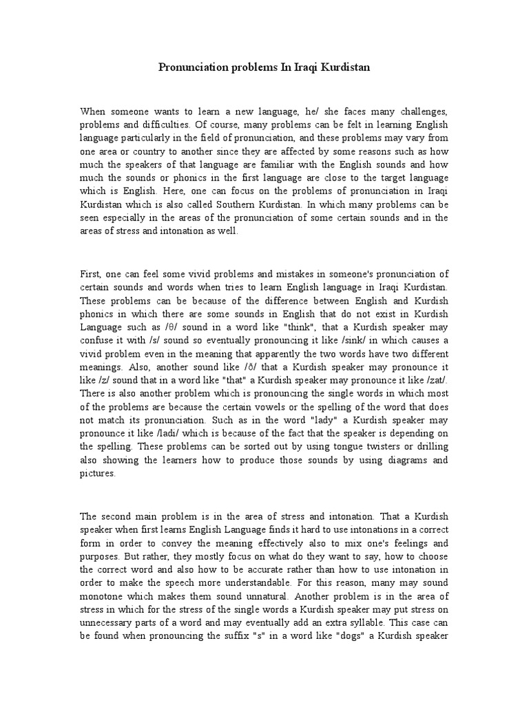 Tablo omer pronunciation problems in iraqi kurdistan pdf stress