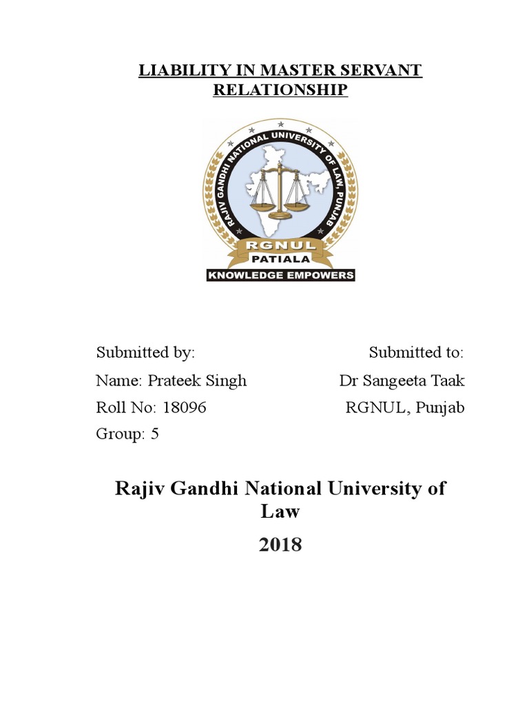 Master Servant Relationship Pdf Common Law Justice