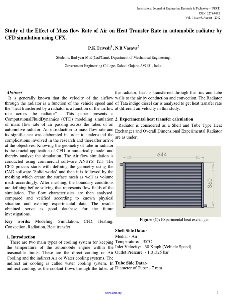 Study of The Effect of Mass Flow Rate of Air On Heat Transfer Rate in ...