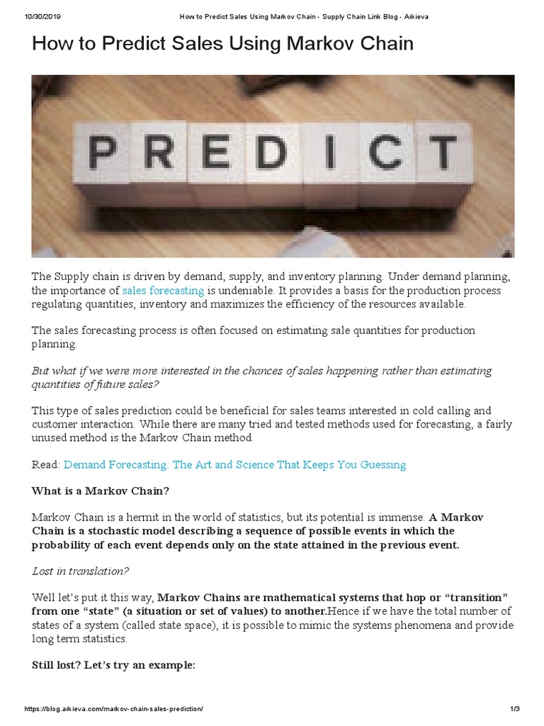 Sales Prediction with Markov Chains | PDF | Markov Chain | Forecasting