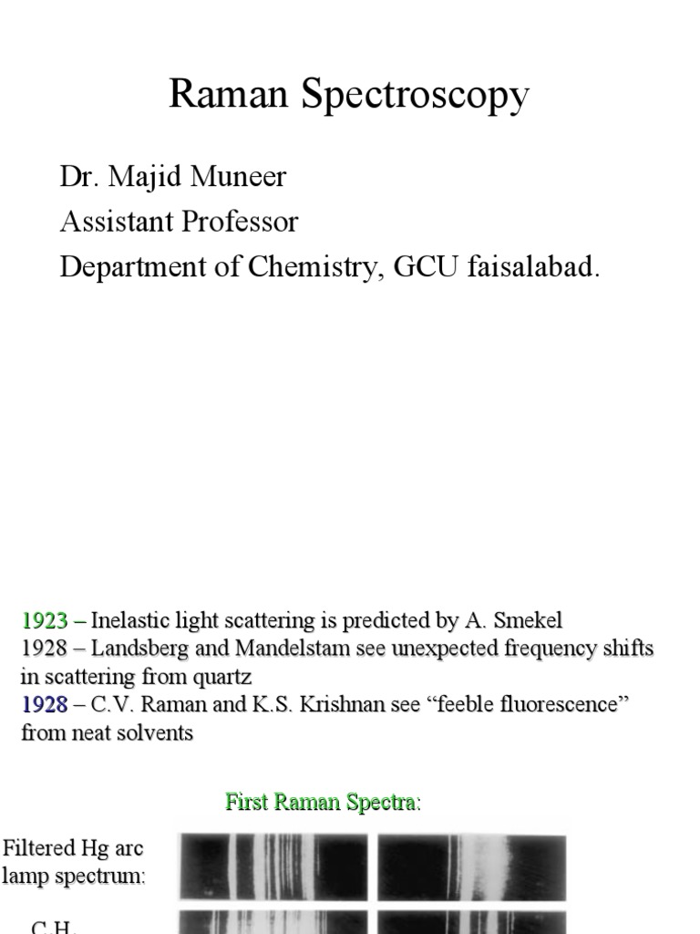 Raman Spectroscopy Dr. Majid Muneer Assistant Professor Department of