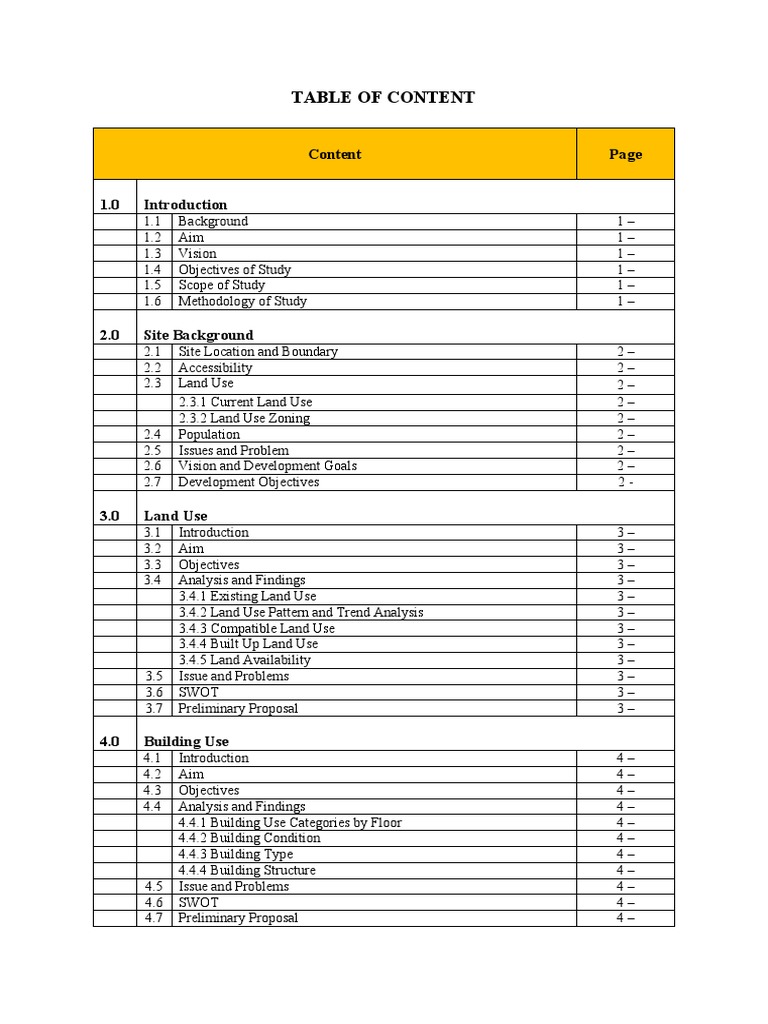 Table of Contents Overview | PDF | Swot Analysis | Land Management