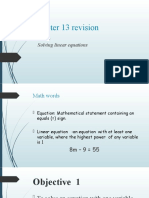 Chapter 13 Revision: Solving Linear Equations