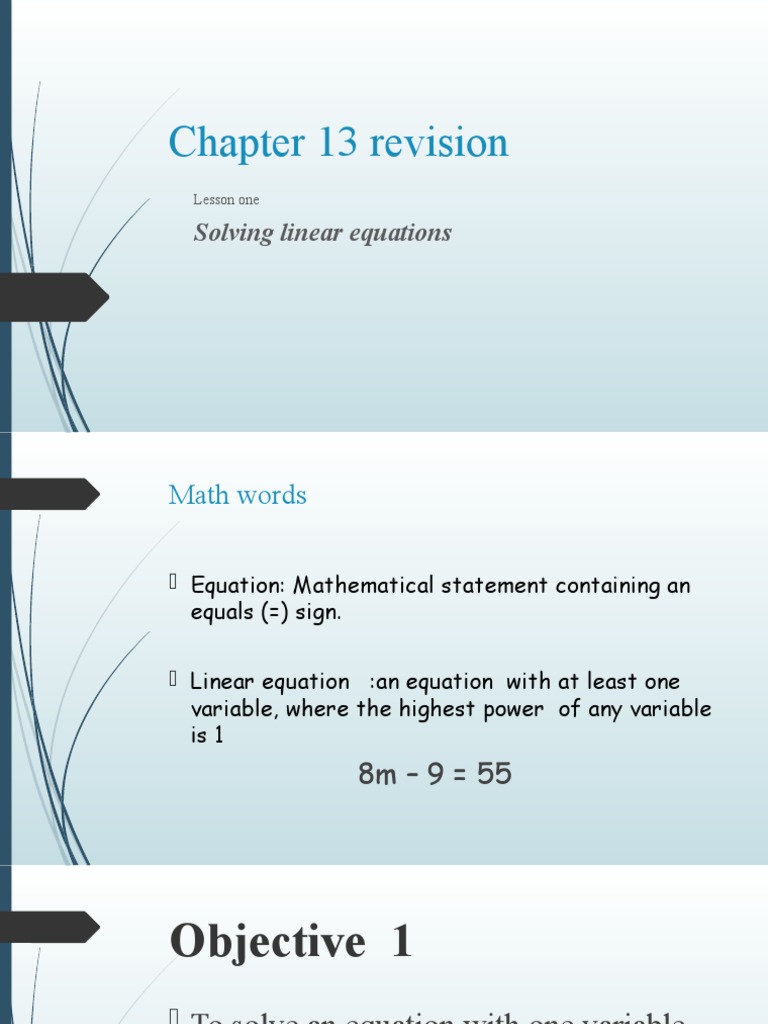 Chapter 13 Revision: Solving Linear Equations | PDF | Equations | Analysis