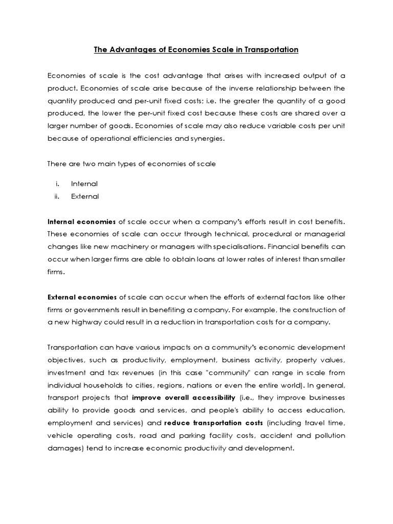Advantages of Economies of Scale in Transport | PDF | Economies Of ...