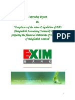 Internship Report On "Compliance of The Rules & Regulation of BAS (Bangladesh Accounting Standard) 1 & 30 in Preparing The Financial Statements of EXIM Bank of Bangladesh Limited"