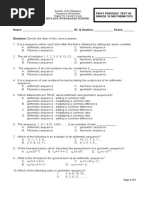 UNIFIED MATH 10 FIRST PERIODIC TEST With Answer Key