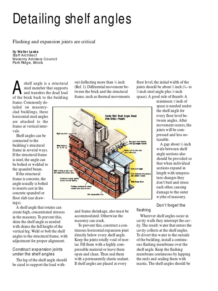 Concrete Construction Article PDF Detailing Shelf Angles PDF Masonry Components