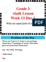 Grade 3 Math Lesson Week 13 Day 1: What Are Equal Parts of A Whole?
