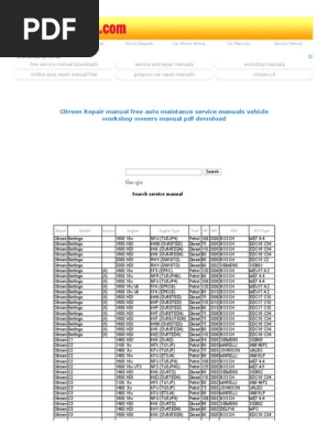 Citroen Repair Manual Free Auto Maintance Service Manuals Vehicle Workshop  Owners Manual PDF Download | PDF | Land Vehicles | Motor Vehicle  Manufacturers