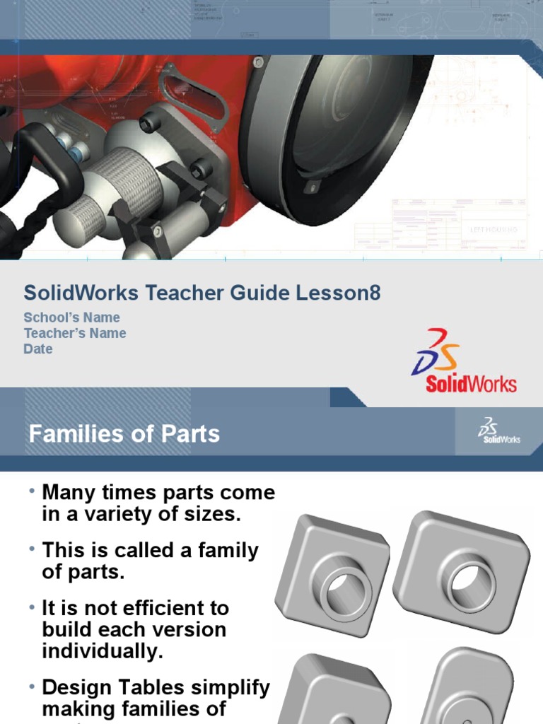 Solidworks Teacher Guide Lesson8: School'S Name Teacher'S Name Date ...