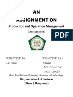 AN Assignment On: Production and Operation Management