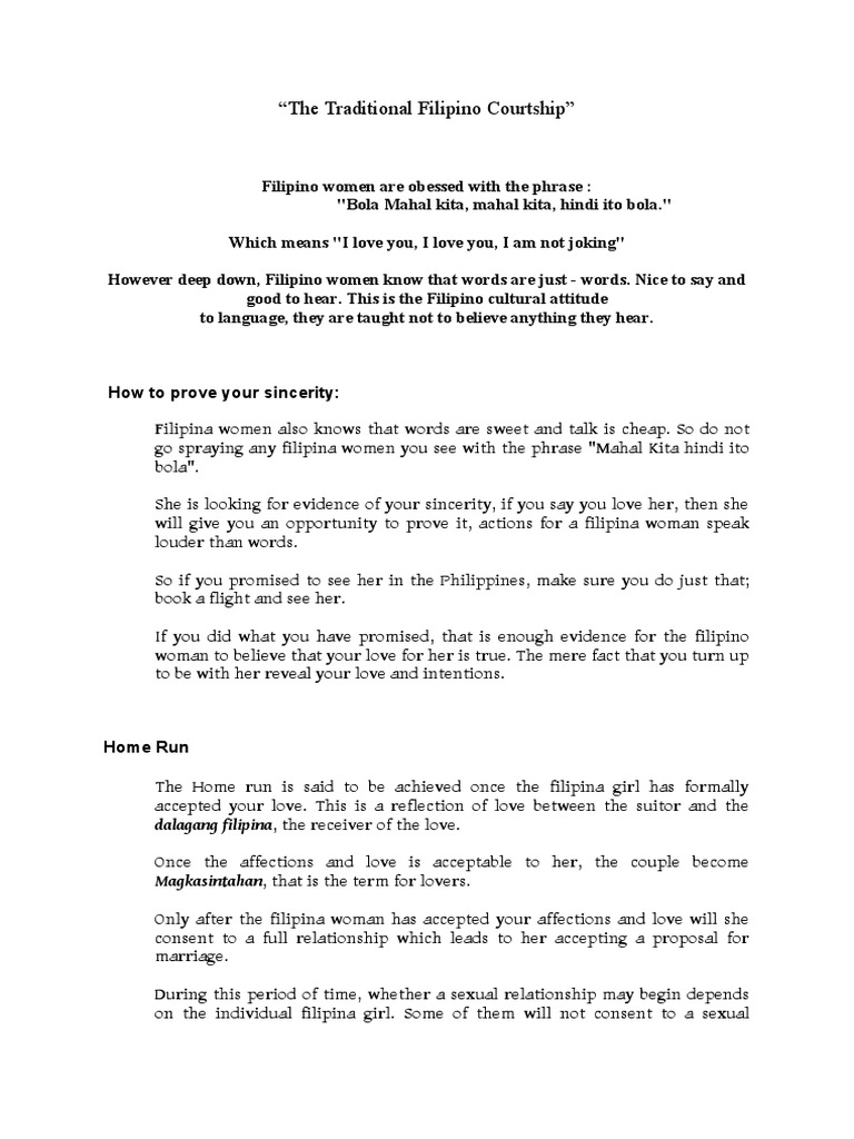 The Traditional Filipino Courtship | PDF | Nature | Family