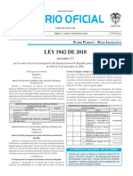 Ley 1942 de 2018 (Decreta El Presupuesto Del Sistema General de Regalías para El Bienio 2019-2020) PDF