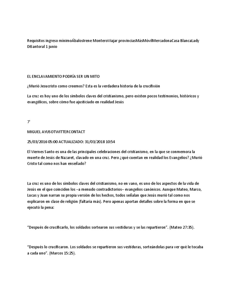 La verdadera crucifixión de Jesús | PDF | Crucifixion de jesus | Juan ...