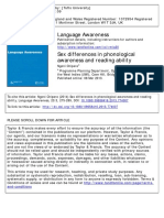 Sex Differences in Phonological Awareness and Reading Ability