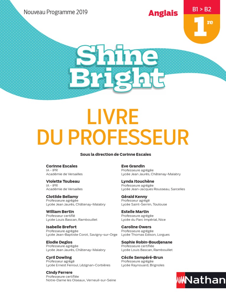 Shine Bright Terminale Livre Du Prof Pdf Shine Bright 1re Livre Du Professeur | PDF | Linguistiques appliquées |  Sciences cognitives