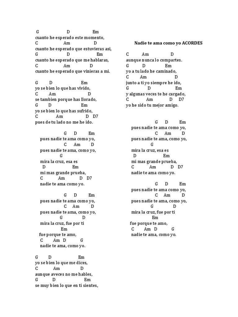 Nadie Te Ama Como Yo Acordes Yt Pdf