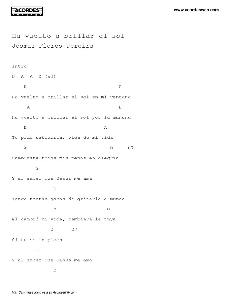 Ha Vuelto A Brillar El Sol: Josmar Flores Pereira | PDF