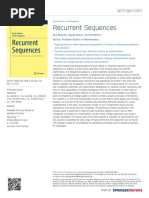 Recurrent Sequences: Key Results, Applications, and Problems Series: Problem Books in Mathematics