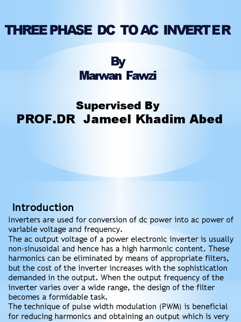 Three Phase DC to AC Inverter Overview | PDF | Power Inverter | Power ...