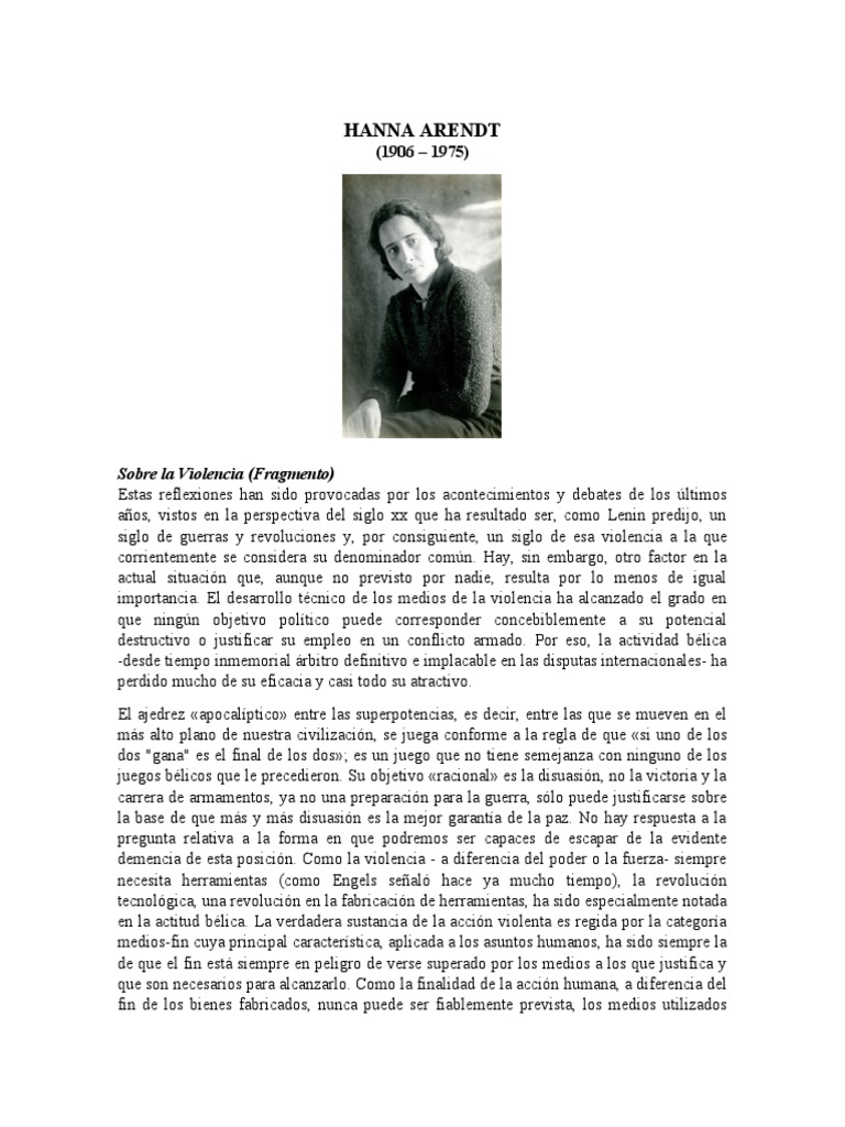 Hanna Arendt | PDF | Certeza | Teoría