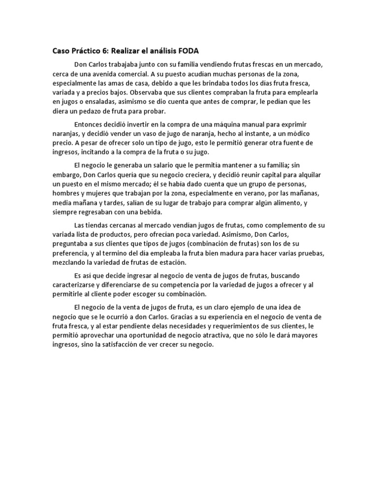 Estrategia FODA para Venta de Jugos | PDF