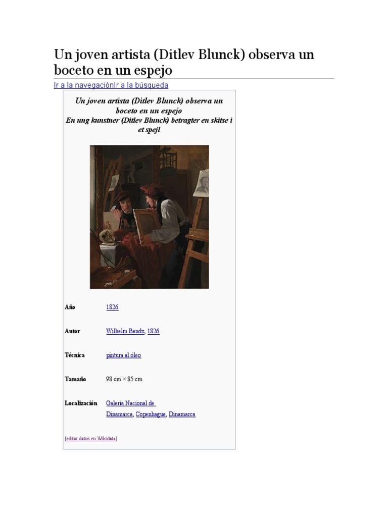 Un Joven Artista (Ditlev Blunck) Observa Un Boceto en Un Espejo PDF