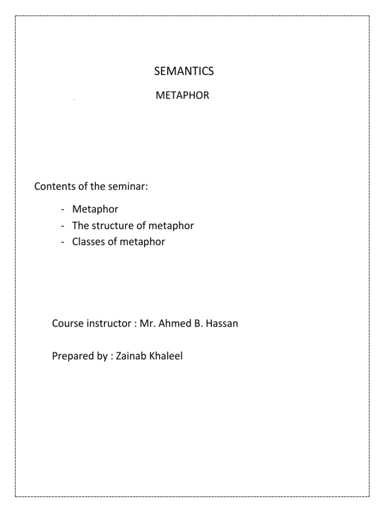 Understanding Metaphor in Semantics | PDF | Metaphor | Concept