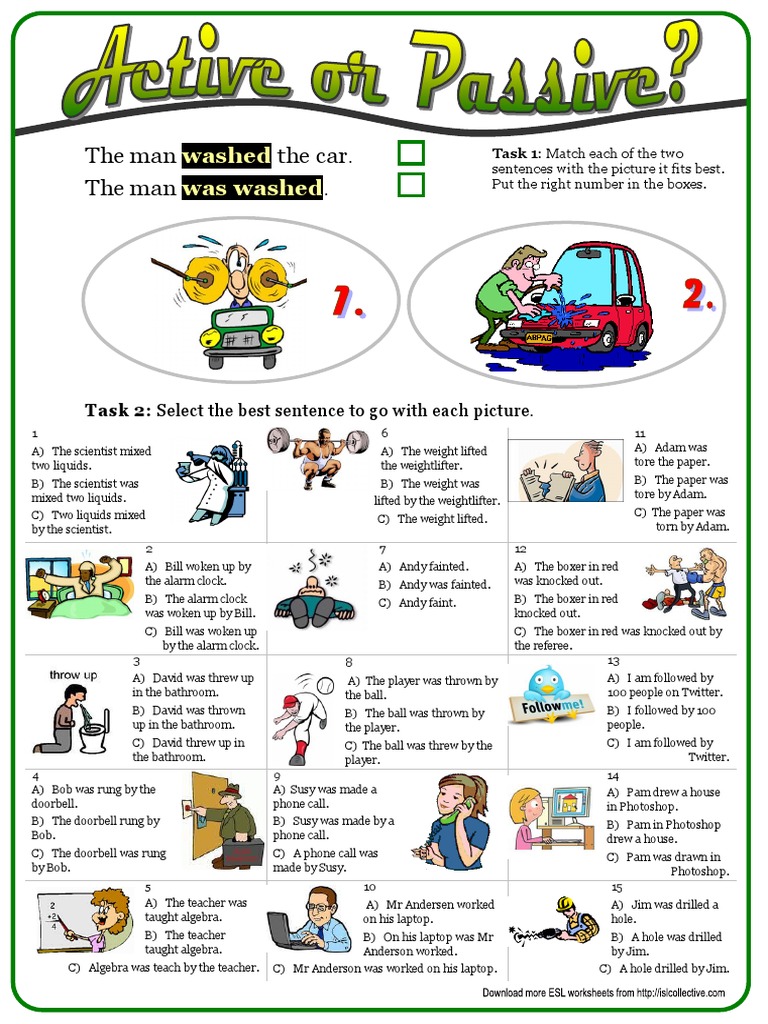 Passive vs. Active Voice Activity PDF Sports