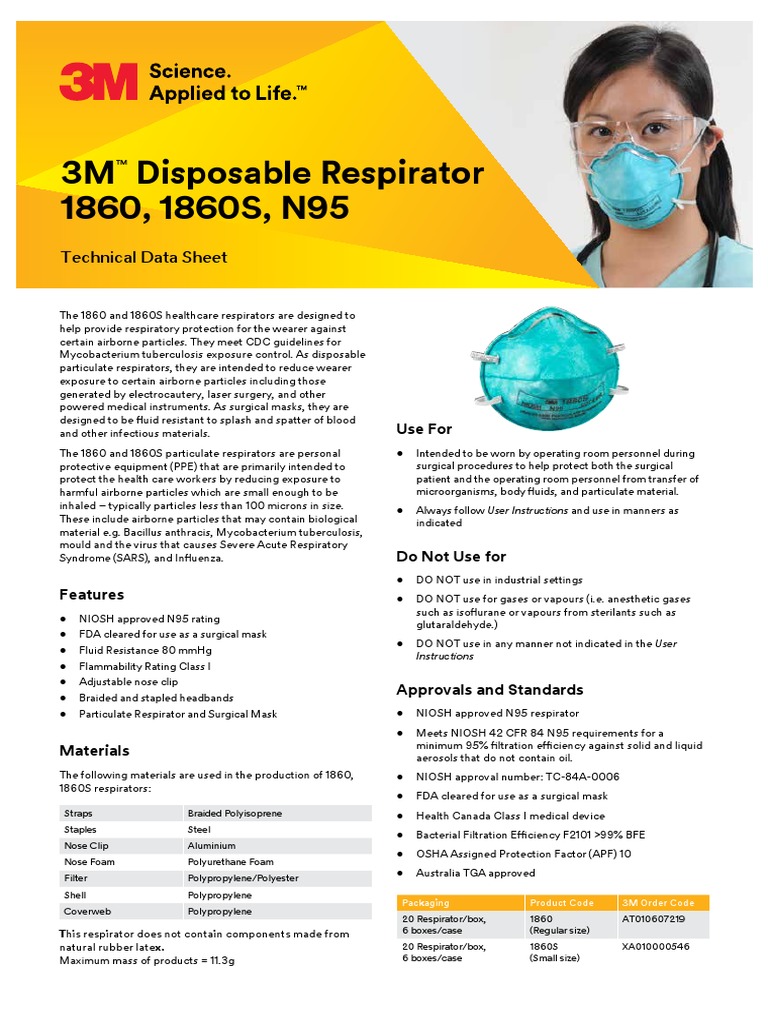 3M 1860 Data Sheet | PDF | Safety | Wellness