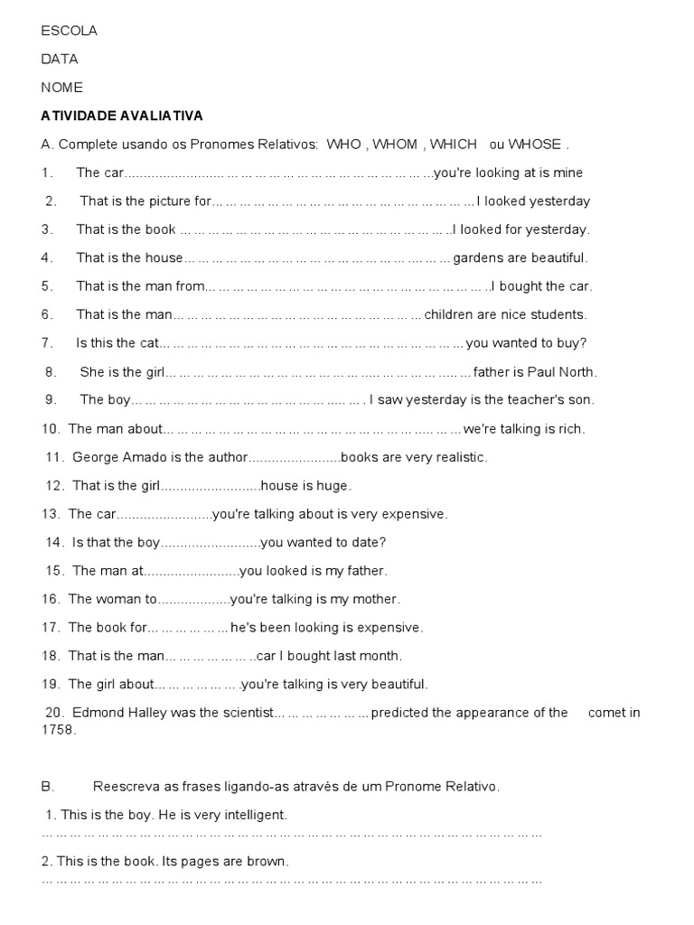 Atividade 2 Ano Ingles | PDF