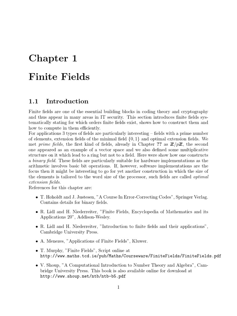 Chapter Of Draft Book Discrete Mathematics Tanja Lange Finite Fields 2011 Pdf Pdf Field Mathematics Basis Linear Algebra