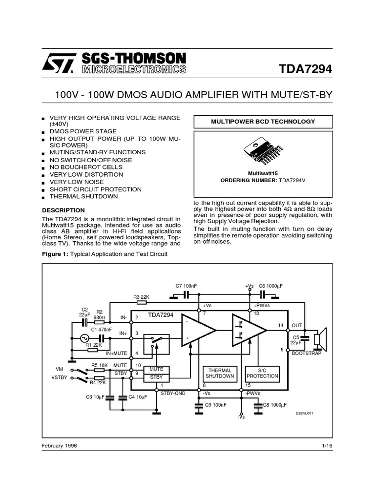 Tda7294 PDF | PDF | Amplifier | Electronic Circuits