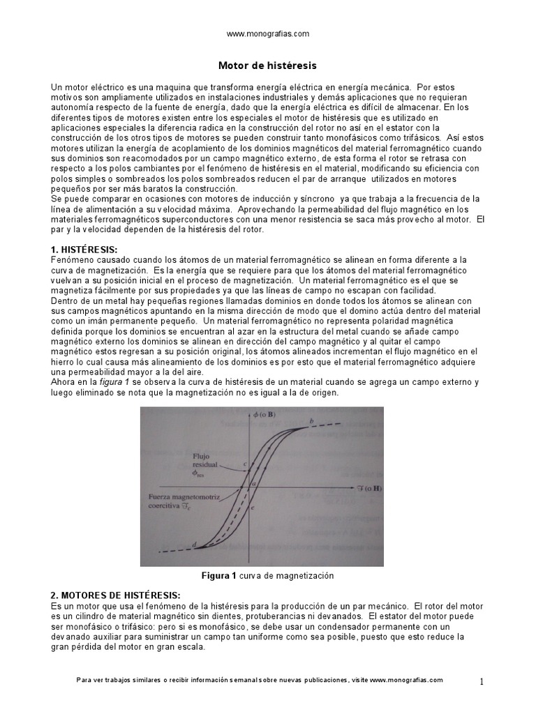 Motor Histeresis PDF | PDF | Ferromagnetismo | Histéresis