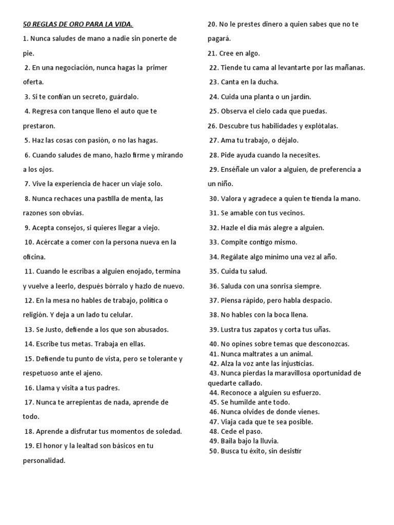 50 Reglas de Oro para la Vida | PDF | Violencia