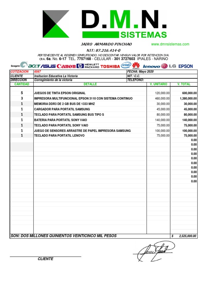COTIZACION Inedci PDF | PDF | Hardware de la computadora | Equipo de ...