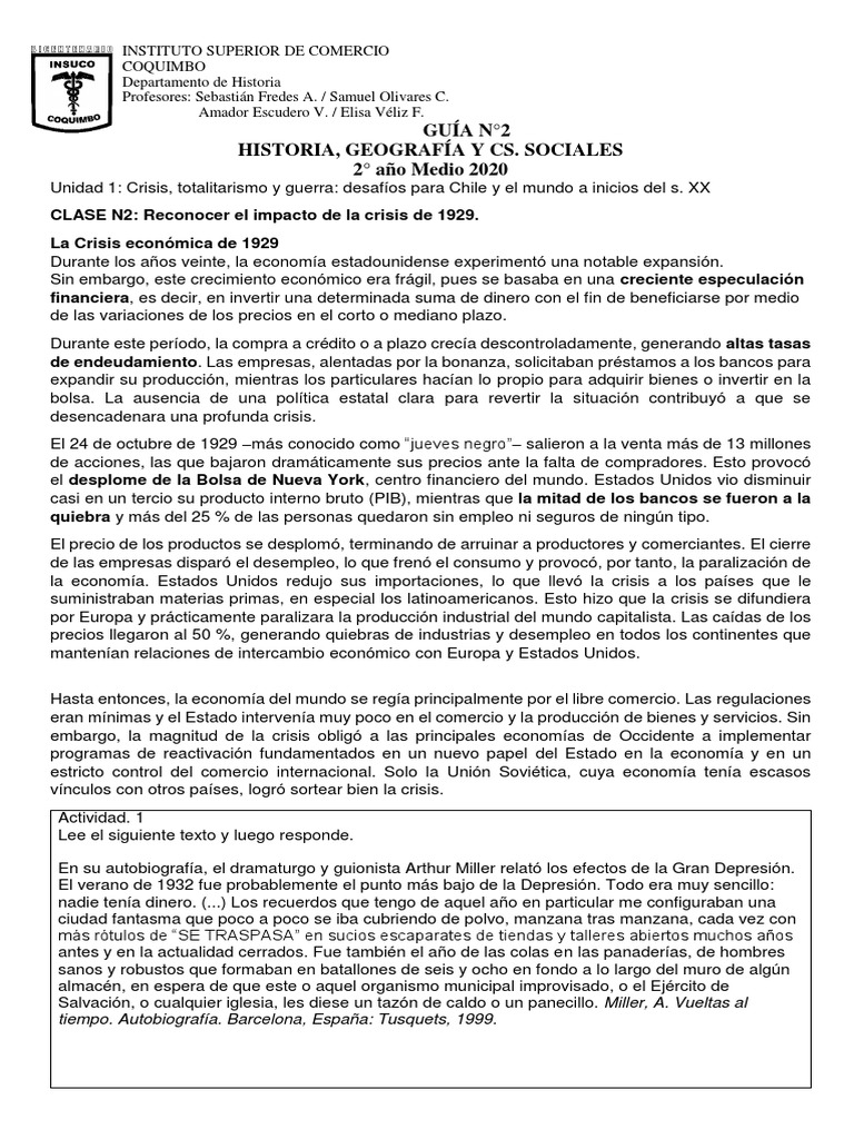 Impacto de la Crisis de 1929 en Chile | PDF | Gran depresion | Economias