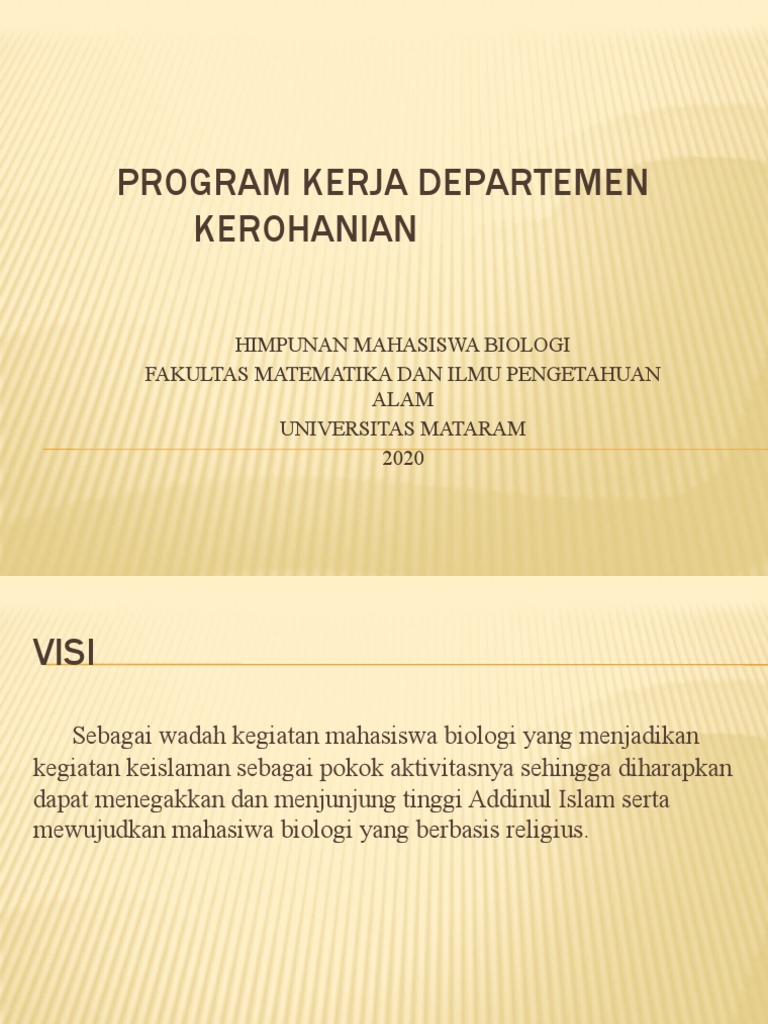 Program Kerja Departemen Kerohanian HIMABIO | PDF | Karier & Perkembangan