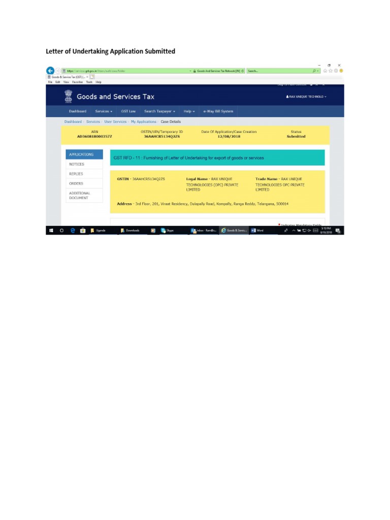 Letter of Undertaking Application Guide | PDF | Law